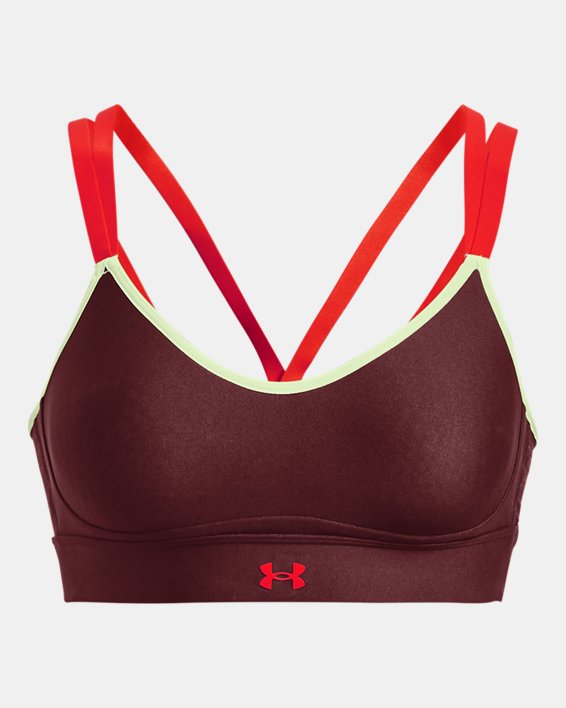 Women's UA Infinity Low Strappy Sports Bra, Red, pdpMainDesktop image number 10